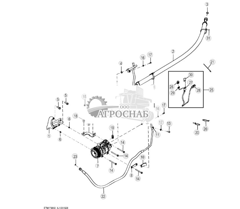 Компрессор кондиционера воздуха и трубопроводы (Engine 4045TT096-RE545793) (329328 - ) - ST924867 376.jpg